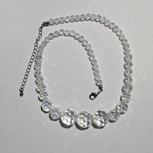 Vintage Graduated Clear Beaded Necklace